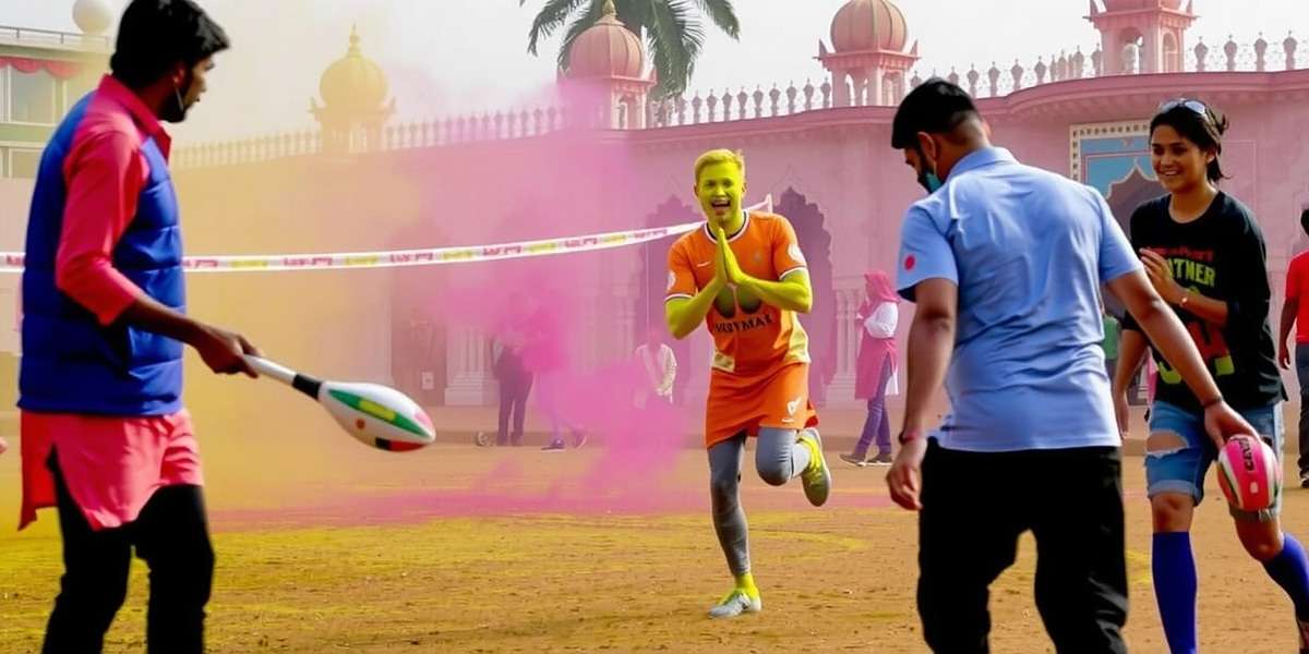 Rajasthan Royals Volley - Holi Special Event Rajasthan Royals Volley Holi event with colorful court and celebrations